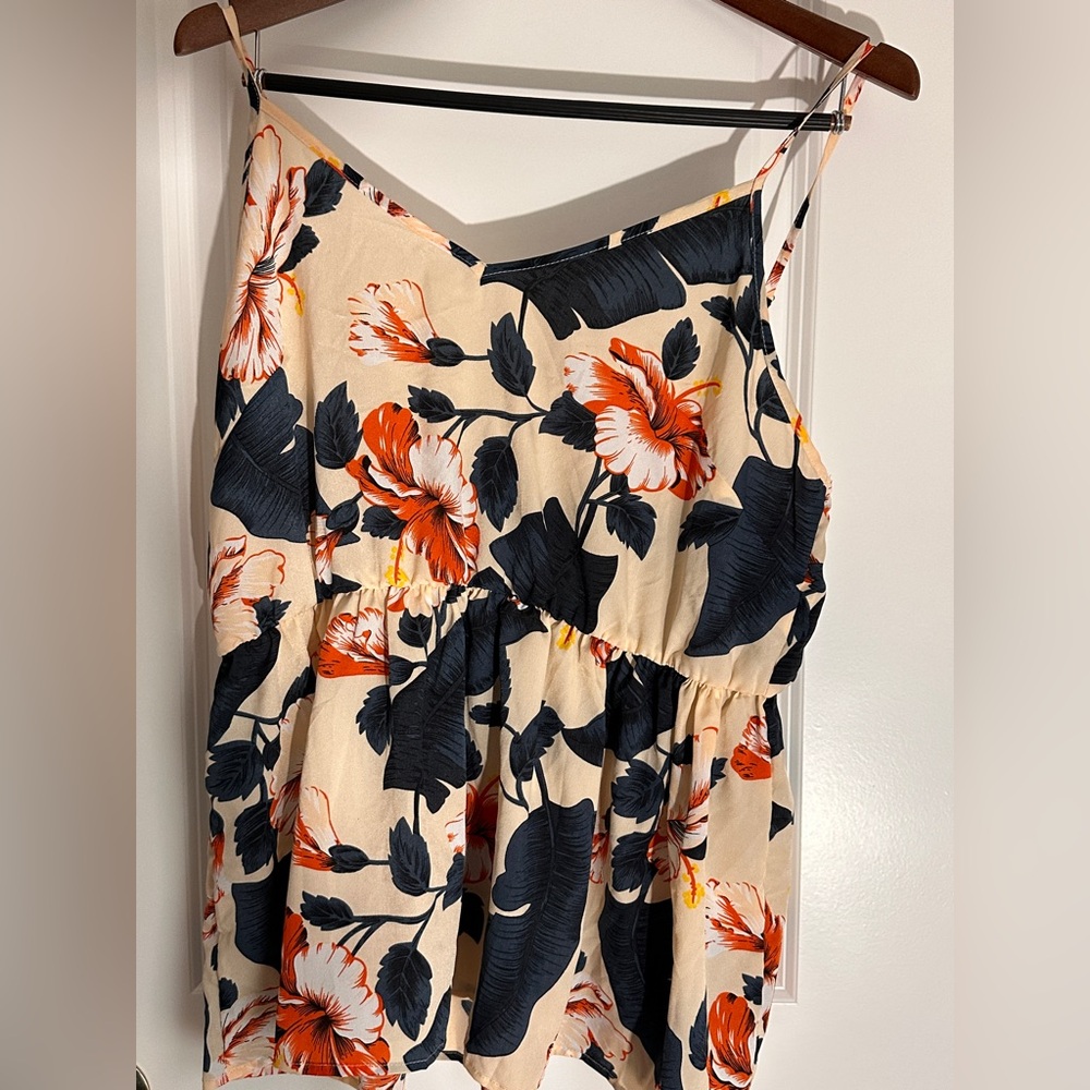Floral Print cami with Orange and Black Design